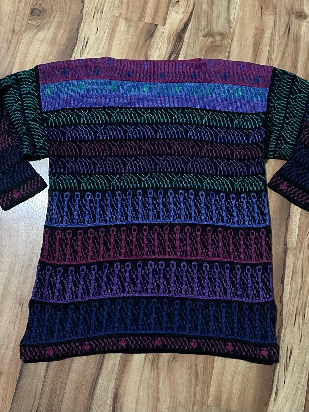 VTG 80s/90s Sandy D'Andrade Art to Wear Geometric Knit Sweater Purple Pink M